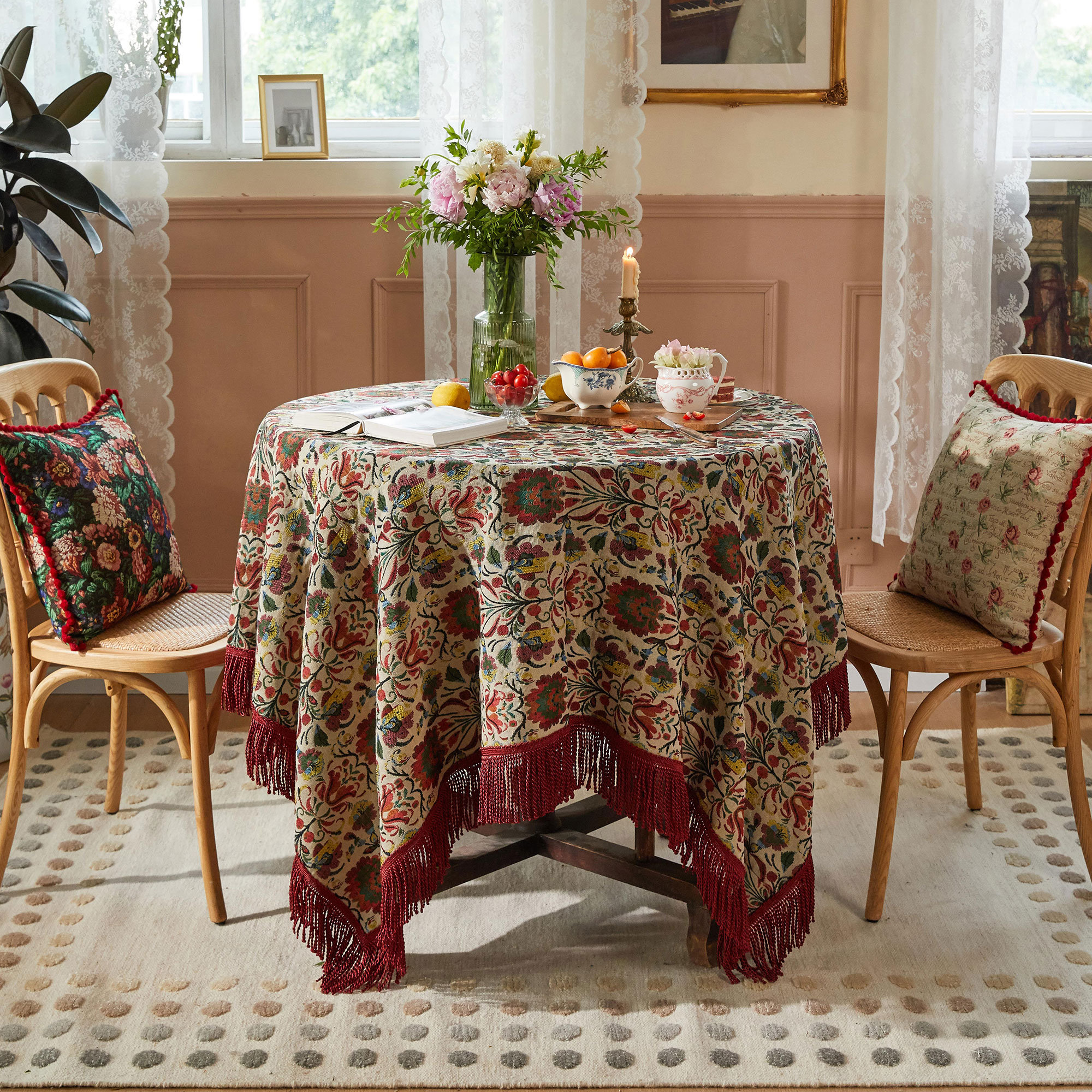 Bohemian Brocade Tassel Tablecloth