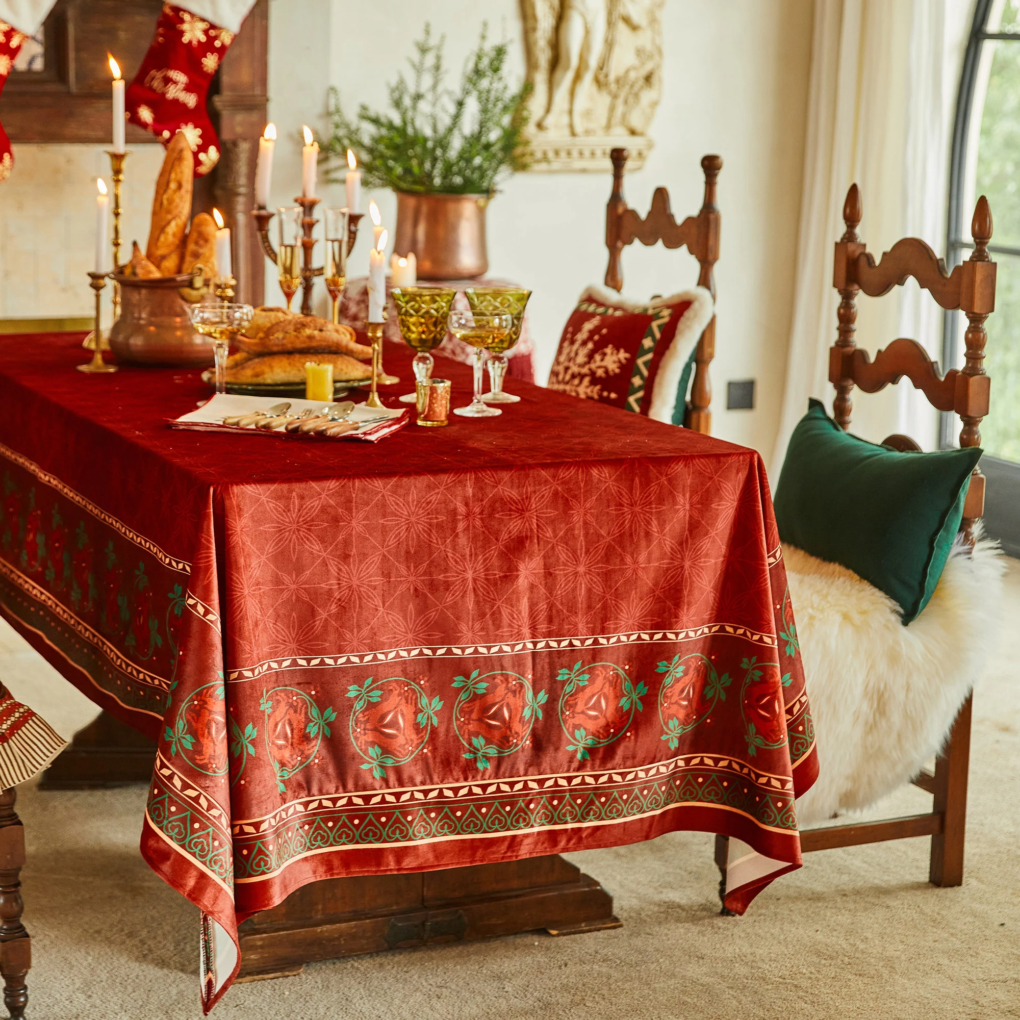 Burgundy Rose Border Tablecloth - Image 9