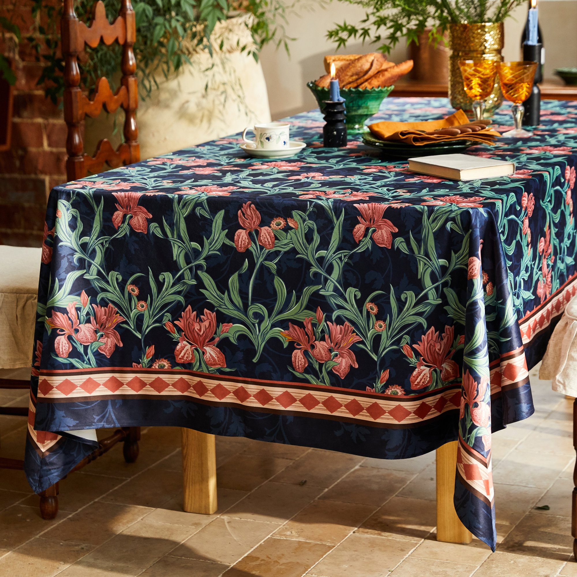 Deep Sea Blue Garden Tablecloth