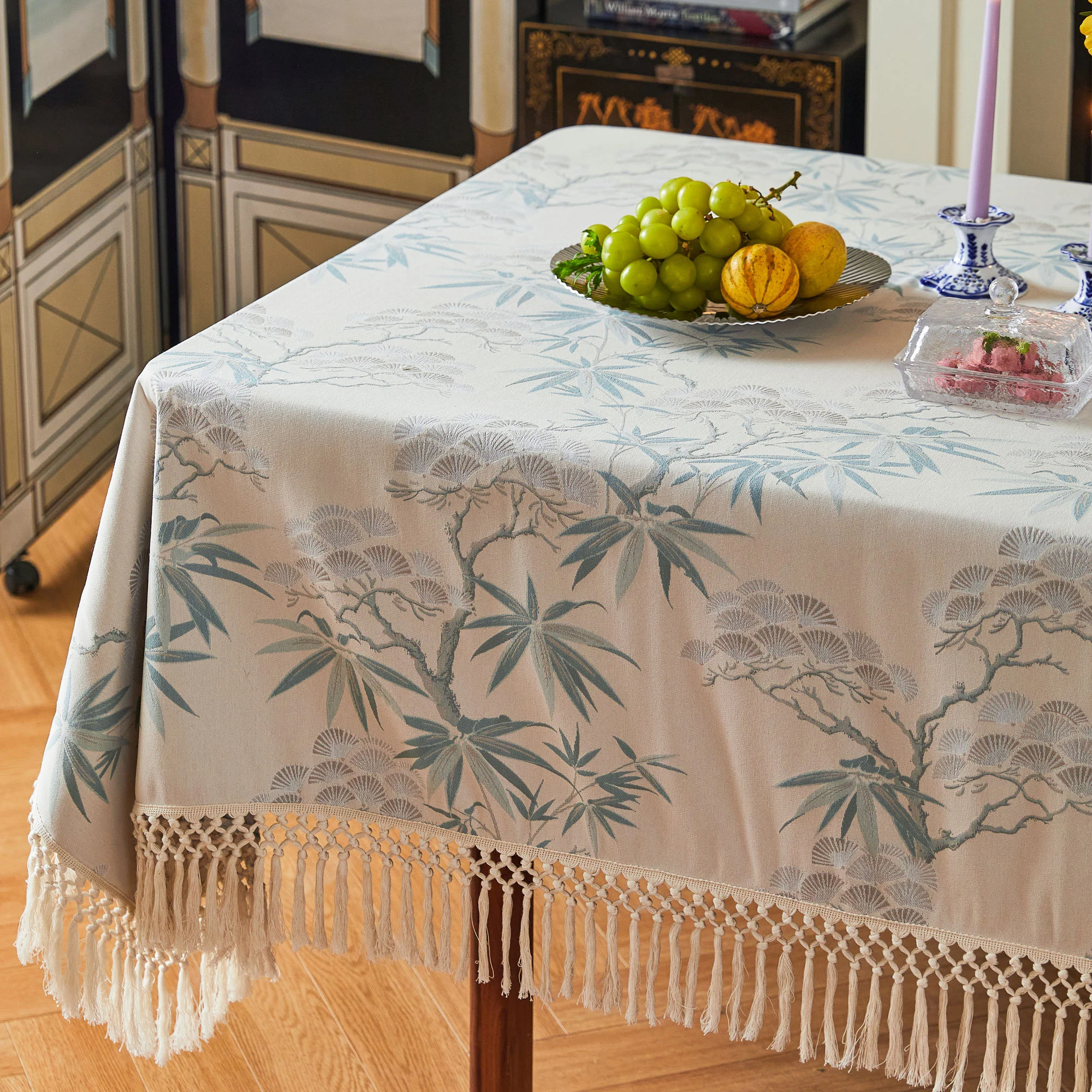 Ink and wash pine and bamboo tassel tablecloth - Image 7