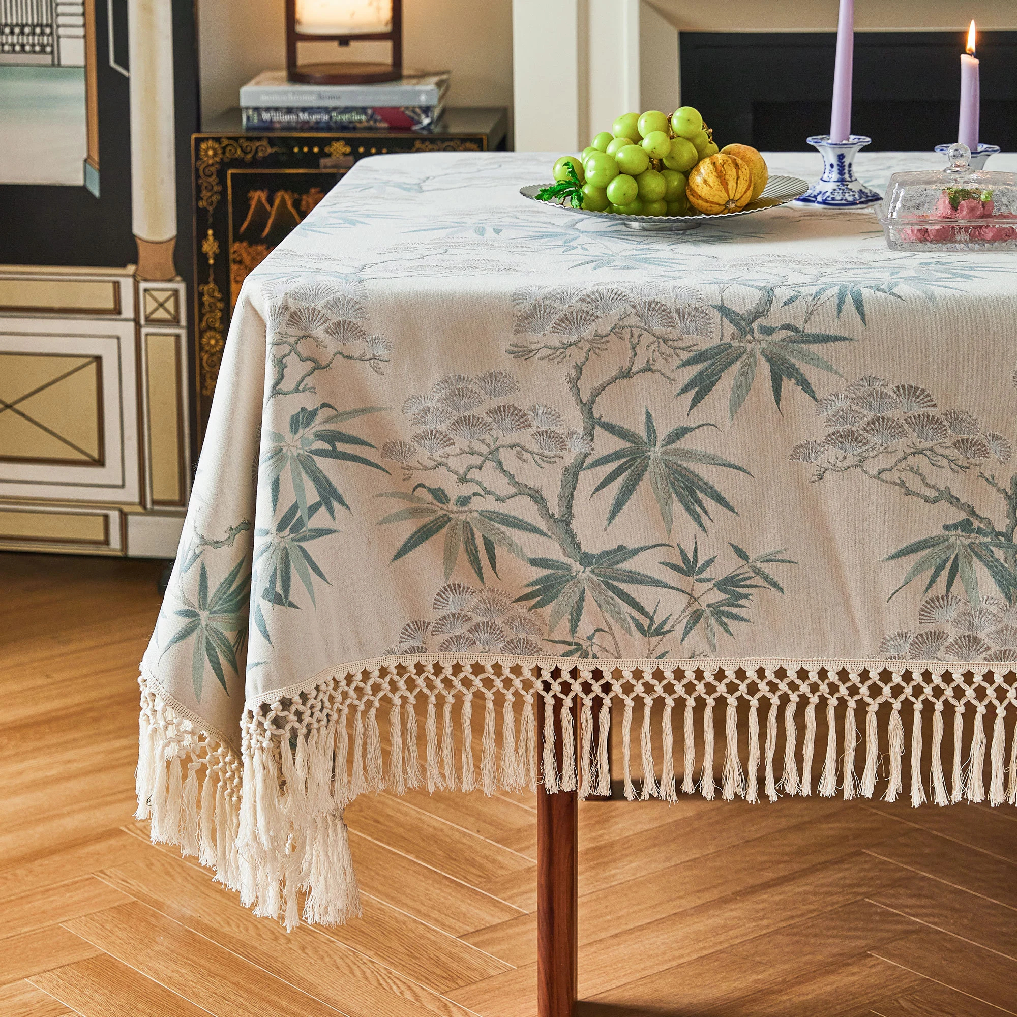 Ink and wash pine and bamboo tassel tablecloth - Image 3